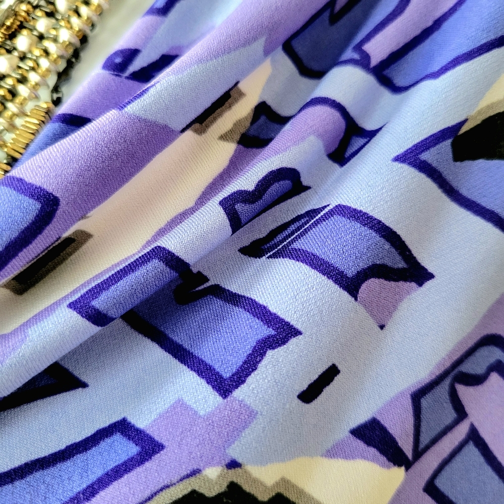 Scoop Drape Neck ALFANI Dress Womens XL Cap Sleeves Stretch Blue Black Purple - Picture 6 of 13